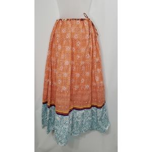 Bohemian Orange and Blue Maxi Skirt